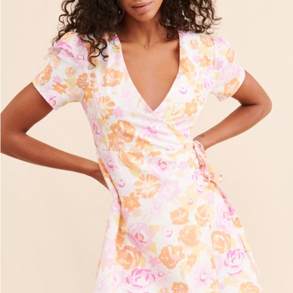 Charlie Holiday Floral Mini Dress in Pink and Orange